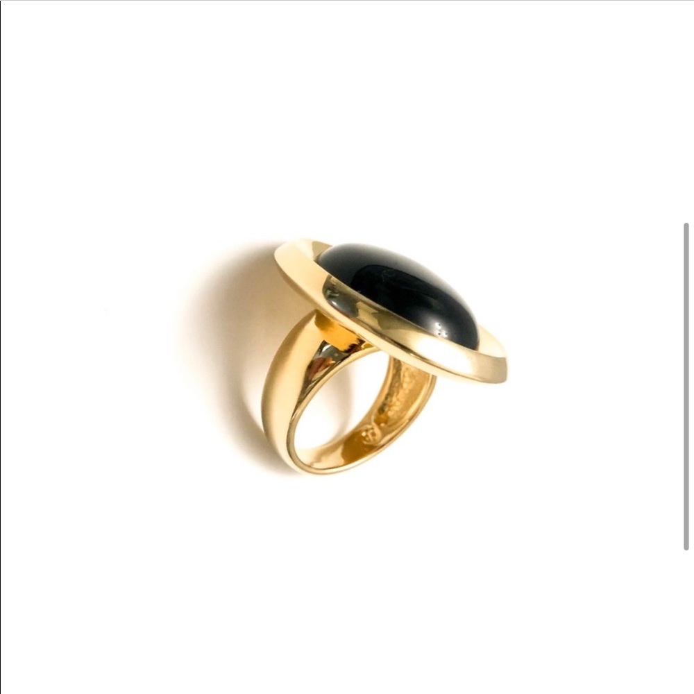 HOUSE of HARLOW black onyx resin oval goldtone ring 5 6 7 8 - Picture 5 of 9